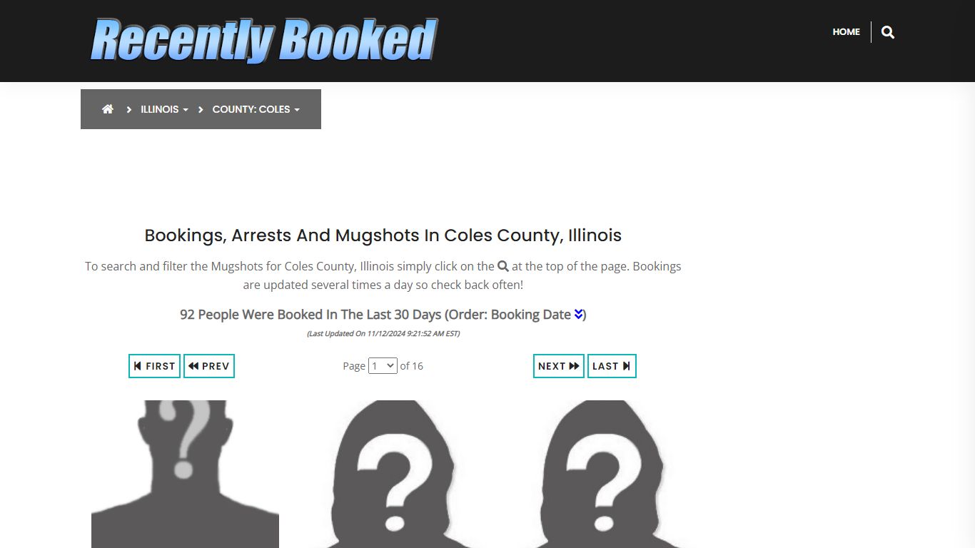 Bookings, Arrests and Mugshots in Coles County, Illinois - Recently Booked