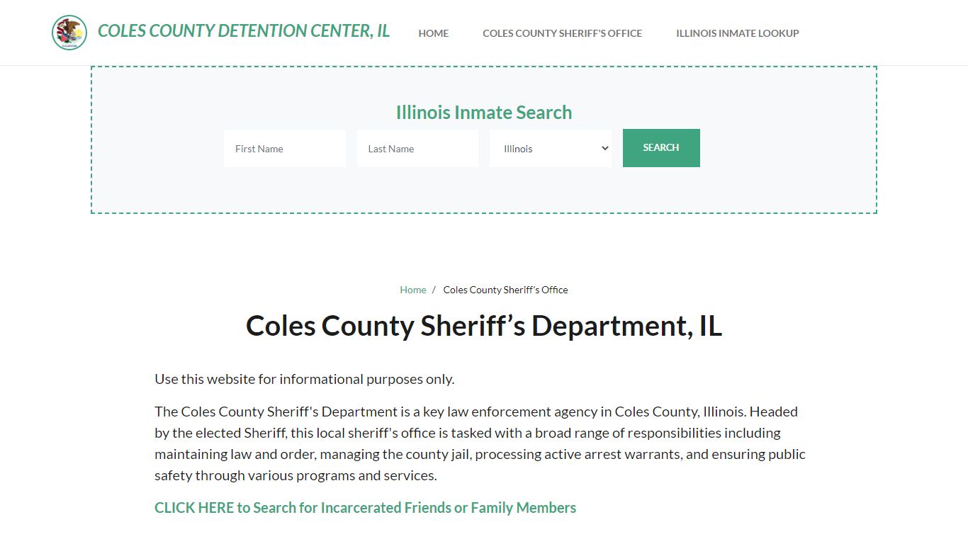 Coles County Sheriff Department, IL Arrests, Warrant Lookup